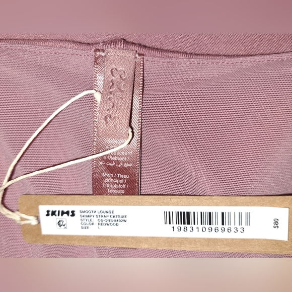 💕SKIMS Smooth Layers Skimpy Strap Catsuit Capri Bodysuit Pink Mauve REDWOOD L - Picture 8 of 14